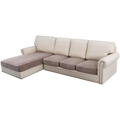 H.VERSAILTEX Velvet Stretch Couch Cushion Cover Plush Cushion Slipcover for Chair Loveseat Sofa Cushion Furniture Protector Seat Cushion Sofa Cover (3 Piece Sofa Cushion Covers, Ivory)