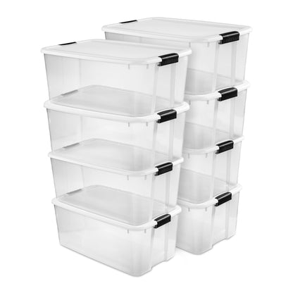 Sterilite Ultra Latch Box with Lids for Home and Office, 30 Quart, 6-Pack