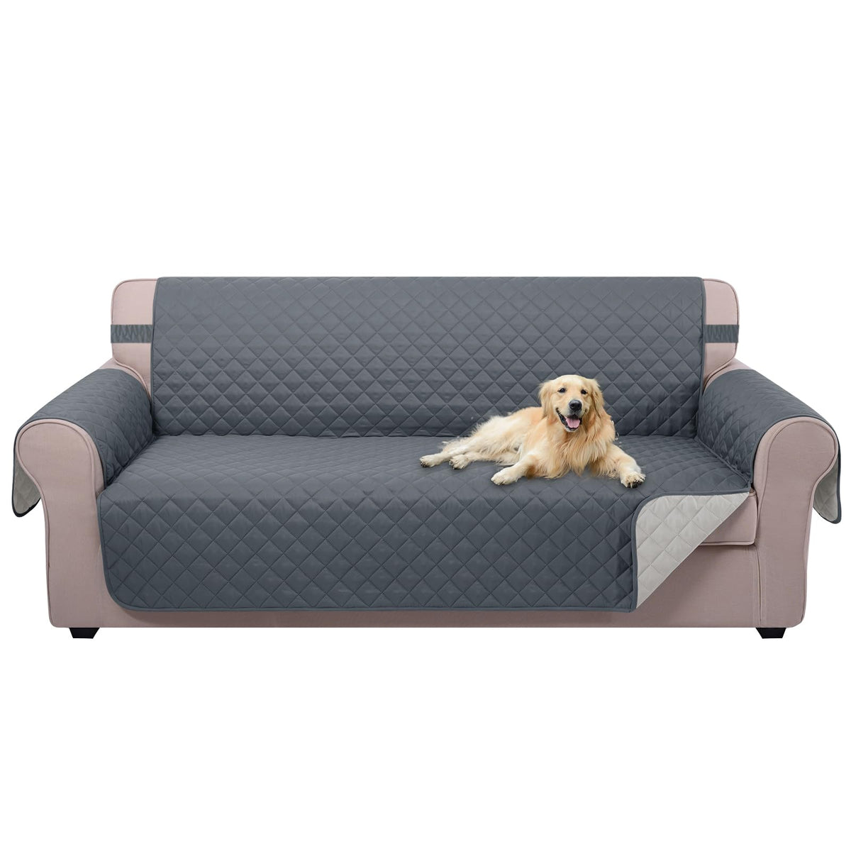 U-NICE HOME Reversible Sofa Cover Couch Cover for Dogs, Coffee/Beige