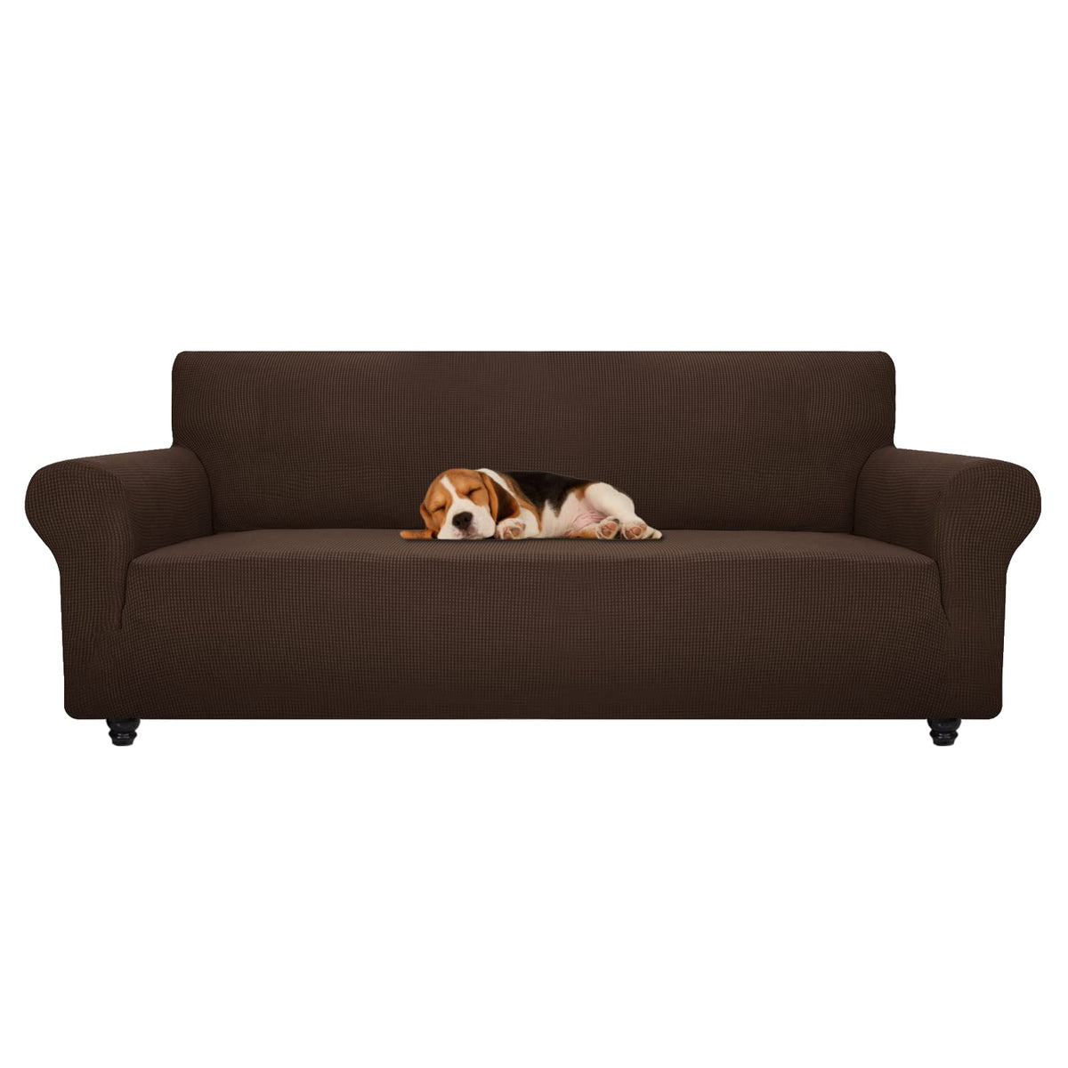 ZNSAYOTX Super Stretch Couch Cover (72"-92") Universal Sofa Covers with Elastic Bottom, Dog Cat Pets Friendly Washable Furniture Protector Fitted Sofa Slipcovers Stay in Place (Dark Grey, Sofa)