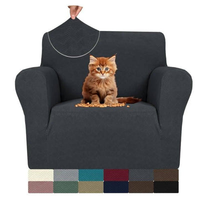 MAXIJIN Super Stretch Couch Cover for 3 Cushion Couch, 1-Piece Universal Sofa Covers Living Room Jacquard Spandex Furniture Protector Dogs Pet Friendly Fitted (Large, Gray)