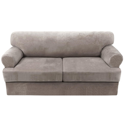 H.VERSAILTEX Sofa Cover 4 Piece T Cushion Sofa Slipcovers Couch Cover Furniture Protector Stretch T Cushion Sofa Covers for 3 Cushion Couch with 3 Individual T Cushion Covers, Ivory