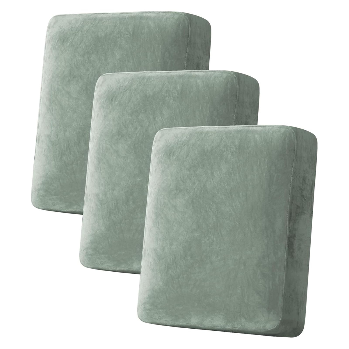 H.VERSAILTEX Velvet Stretch Couch Cushion Cover Plush Cushion Slipcover for Chair Loveseat Sofa Cushion Furniture Protector Seat Cushion Sofa Cover (2 Piece Large Sofa Cushion Covers, Ivory)