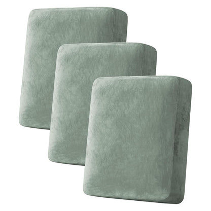 H.VERSAILTEX Velvet Stretch Couch Cushion Cover Plush Cushion Slipcover for Chair Loveseat Sofa Cushion Furniture Protector Seat Cushion Sofa Cover (2 Piece Large Sofa Cushion Covers, Ivory)
