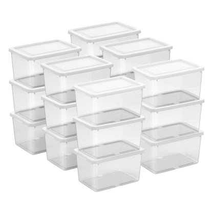 Sterilite Storage Box Stackable Tote, White, 12 Quart, 12 Pack