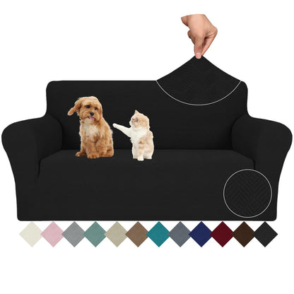 JIVINER High Stretch Couch Covers for 3 Cushion Couch 1-Piece Jacquard Sofa Slipcovers Anti Slip Sofa Cover with Elastic Bottom Furniture Protector for Kids Pets (Sofa, Light Gray and White)