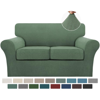 Turquoize 4 Piece Couch Cover Sofa Covers for 3 Cushion Couch Sofa Slipcovers Washable Sofa Cover for Dogs with Individual Couch Cushion Covers Feature Jacquard Fabric(3 Cushion Sofa, Biscotti Beige)