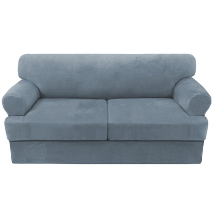 H.VERSAILTEX Sofa Cover 4 Piece T Cushion Sofa Slipcovers Couch Cover Furniture Protector Stretch T Cushion Sofa Covers for 3 Cushion Couch with 3 Individual T Cushion Covers, Ivory