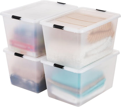 IRIS USA 4-Pack 55 Quart Clip Box with Latching Lid