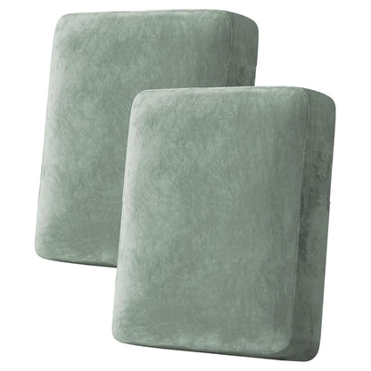 H.VERSAILTEX Velvet Stretch Couch Cushion Cover Plush Cushion Slipcover for Chair Loveseat Sofa Cushion Furniture Protector Seat Cushion Sofa Cover (2 Piece Large Sofa Cushion Covers, Ivory)