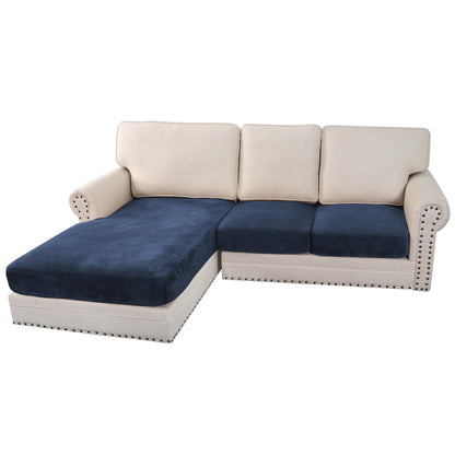 H.VERSAILTEX Velvet Stretch Couch Cushion Cover Plush Cushion Slipcover for Chair Loveseat Sofa Cushion Furniture Protector Seat Cushion Sofa Cover (2 Piece Large Sofa Cushion Covers, Ivory)