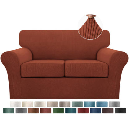 Turquoize 4 Piece Couch Cover Sofa Covers for 3 Cushion Couch Sofa Slipcovers Washable Sofa Cover for Dogs with Individual Couch Cushion Covers Feature Jacquard Fabric(3 Cushion Sofa, Biscotti Beige)
