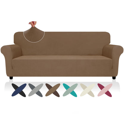 ZNSAYOTX Super Stretch Couch Cover (72"-92") Universal Sofa Covers with Elastic Bottom, Dog Cat Pets Friendly Washable Furniture Protector Fitted Sofa Slipcovers Stay in Place (Dark Grey, Sofa)