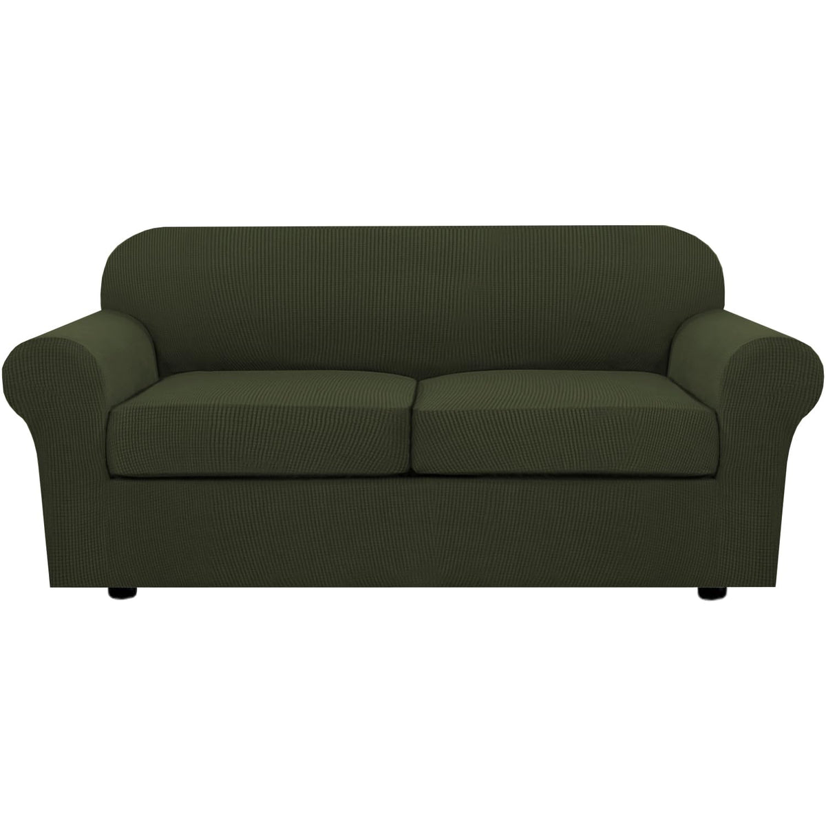 H.VERSAILTEX 4 Piece Stretch Sofa Covers for 3 Cushion Couch Covers for Living Room Furniture Slipcovers (Base Cover Plus 3 Seat Cushion Covers) Upgraded Thicker Jacquard Fabric (Sofa, Navy)