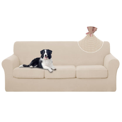 U-NICE HOME 4 Pieces Stretch Couch Cover Sofa Slipcover, Beige