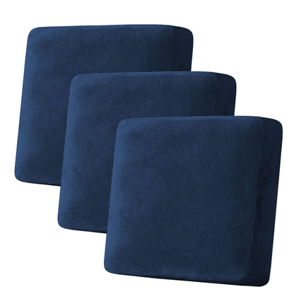 H.VERSAILTEX Velvet Stretch Couch Cushion Cover Plush Cushion Slipcover for Chair Loveseat Sofa Cushion Furniture Protector Seat Cushion Sofa Cover (2 Piece Large Sofa Cushion Covers, Ivory)