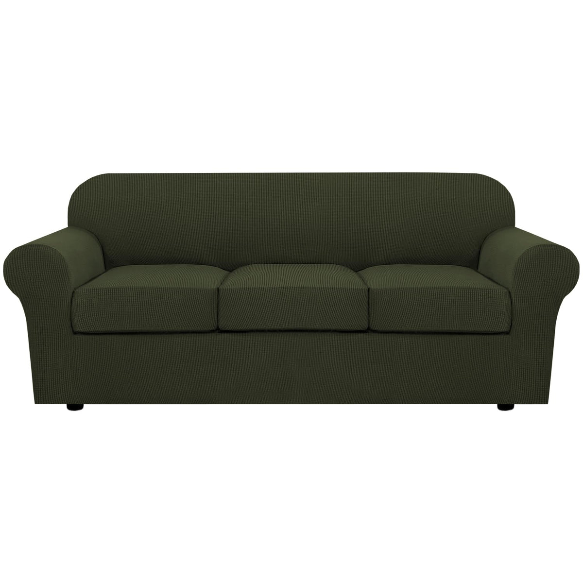 H.VERSAILTEX 4 Piece Stretch Sofa Covers for 3 Cushion Couch Covers for Living Room Furniture Slipcovers (Base Cover Plus 3 Seat Cushion Covers) Upgraded Thicker Jacquard Fabric (Sofa, Navy)
