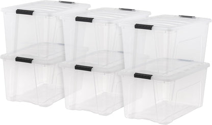 IRIS USA 6-Pack 72 Quart Storage Bins with Lids, Clear