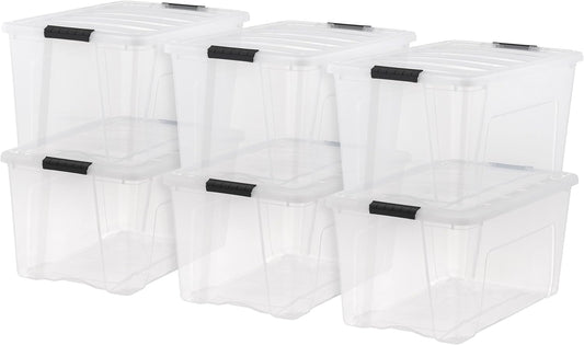 IRIS USA 6-Pack 72 Quart Storage Bins with Lids, Clear