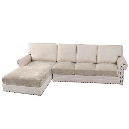 H.VERSAILTEX Velvet Stretch Couch Cushion Cover Plush Cushion Slipcover for Chair Loveseat Sofa Cushion Furniture Protector Seat Cushion Sofa Cover (3 Piece Sofa Cushion Covers, Ivory)
