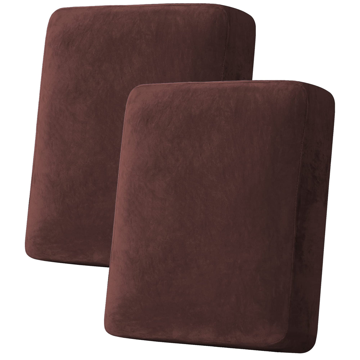 H.VERSAILTEX Velvet Stretch Couch Cushion Cover Plush Cushion Slipcover for Chair Loveseat Sofa Cushion Furniture Protector Seat Cushion Sofa Cover (2 Piece Large Sofa Cushion Covers, Ivory)