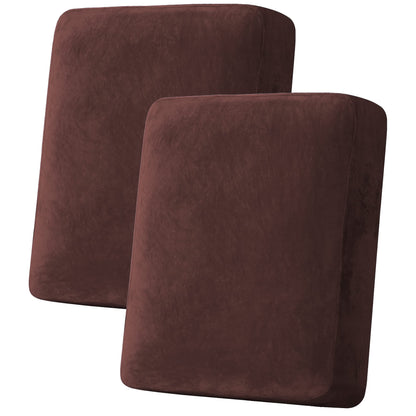 H.VERSAILTEX Velvet Stretch Couch Cushion Cover Plush Cushion Slipcover for Chair Loveseat Sofa Cushion Furniture Protector Seat Cushion Sofa Cover (2 Piece Large Sofa Cushion Covers, Ivory)