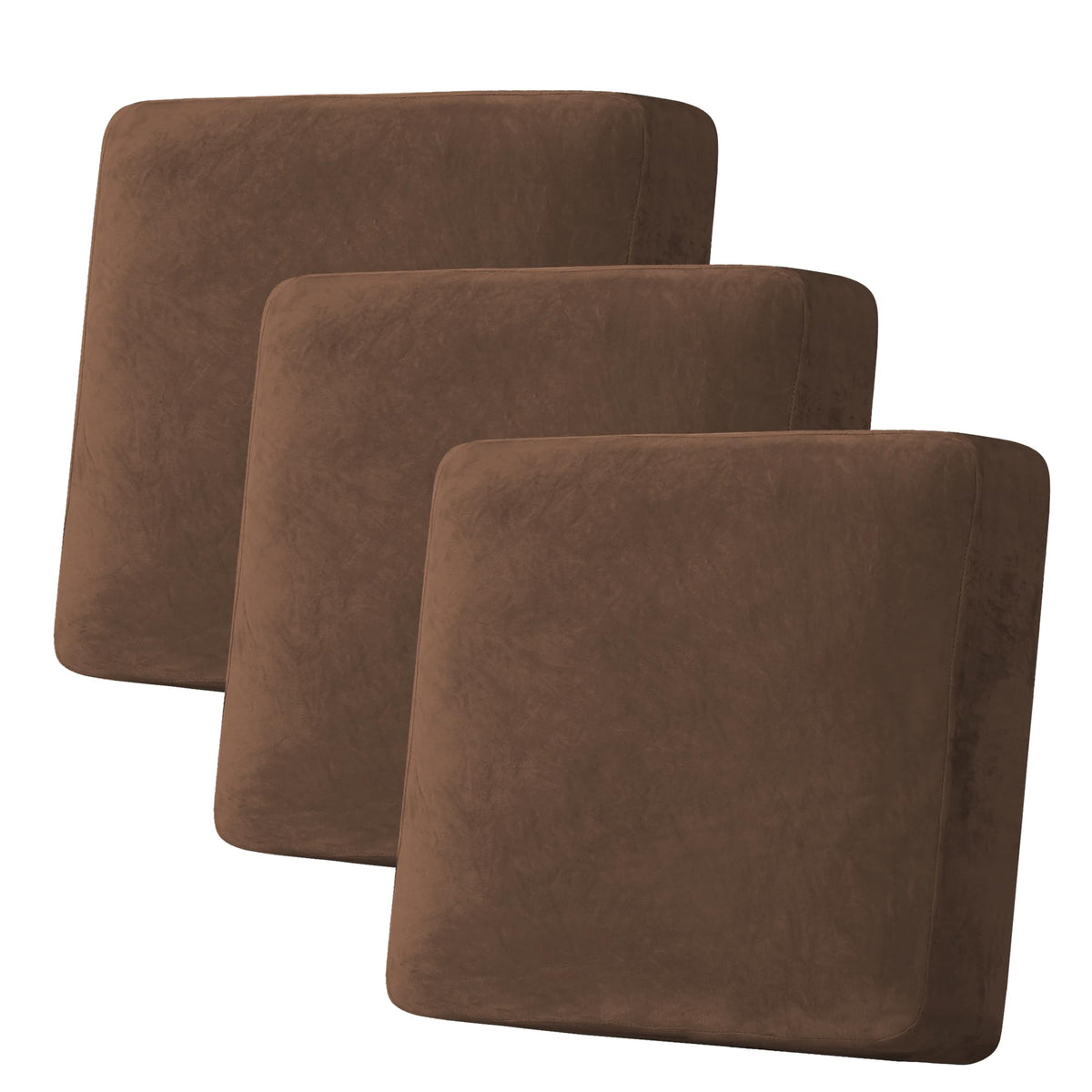 H.VERSAILTEX Velvet Stretch Couch Cushion Cover Plush Cushion Slipcover for Chair Loveseat Sofa Cushion Furniture Protector Seat Cushion Sofa Cover (3 Piece Sofa Cushion Covers, Ivory)