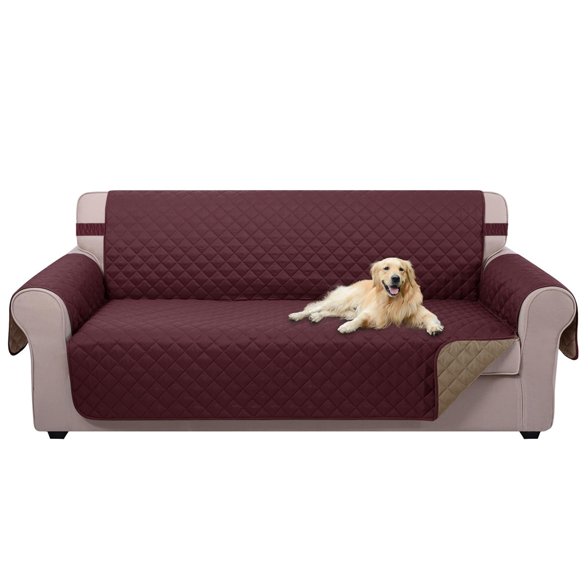 U-NICE HOME Reversible Sofa Cover Couch Cover for Dogs, Coffee/Beige