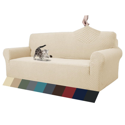 ZNSAYOTX 1 Piece Jacquard Couch Covers for 3 Cushion Couch Living Room High Stretch Sofa Cover Pets Dogs Friendly Anti Slip Thickened Slipcovers Furniture Protector (Sofa, Light Grey)