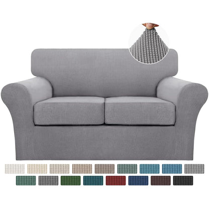 Turquoize 4 Piece Couch Cover Sofa Covers for 3 Cushion Couch Sofa Slipcovers Washable Sofa Cover for Dogs with Individual Couch Cushion Covers Feature Jacquard Fabric(3 Cushion Sofa, Biscotti Beige)
