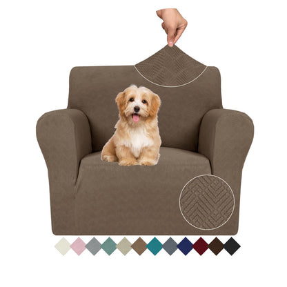 JIVINER High Stretch Couch Covers for 3 Cushion Couch 1-Piece Jacquard Sofa Slipcovers Anti Slip Sofa Cover with Elastic Bottom Furniture Protector for Kids Pets (Sofa, Light Gray and White)