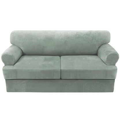 H.VERSAILTEX Sofa Cover 4 Piece T Cushion Sofa Slipcovers Couch Cover Furniture Protector Stretch T Cushion Sofa Covers for 3 Cushion Couch with 3 Individual T Cushion Covers, Ivory