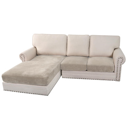 H.VERSAILTEX Velvet Stretch Couch Cushion Cover Plush Cushion Slipcover for Chair Loveseat Sofa Cushion Furniture Protector Seat Cushion Sofa Cover (2 Piece Large Sofa Cushion Covers, Ivory)