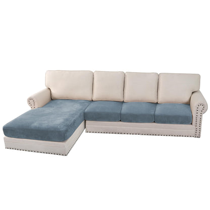 H.VERSAILTEX Velvet Stretch Couch Cushion Cover Plush Cushion Slipcover for Chair Loveseat Sofa Cushion Furniture Protector Seat Cushion Sofa Cover (2 Piece Large Sofa Cushion Covers, Ivory)