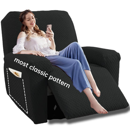 YEMYHOM 8 Pieces Stretch Recliner Sofa Cover Latest Jacquard Reclining Couch Cover with Side Pocket Anti-Slip Fitted 3 Cushion Furniture Slipcovers with Elastic Bottom (Sofa Recliner, Light Gray)