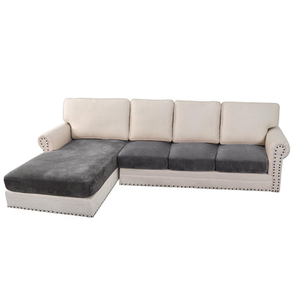 H.VERSAILTEX Velvet Stretch Couch Cushion Cover Plush Cushion Slipcover for Chair Loveseat Sofa Cushion Furniture Protector Seat Cushion Sofa Cover (3 Piece Sofa Cushion Covers, Ivory)