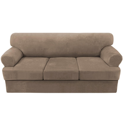 H.VERSAILTEX Sofa Cover 4 Piece T Cushion Sofa Slipcovers Couch Cover Furniture Protector Stretch T Cushion Sofa Covers for 3 Cushion Couch with 3 Individual T Cushion Covers, Ivory