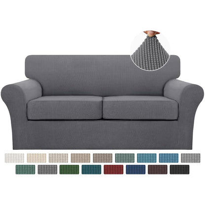 Turquoize 4 Piece Couch Cover Sofa Covers for 3 Cushion Couch Sofa Slipcovers Washable Sofa Cover for Dogs with Individual Couch Cushion Covers Feature Jacquard Fabric(3 Cushion Sofa, Biscotti Beige)