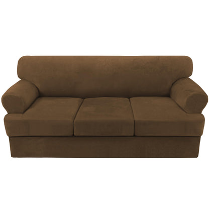 H.VERSAILTEX Sofa Cover 4 Piece T Cushion Sofa Slipcovers Couch Cover Furniture Protector Stretch T Cushion Sofa Covers for 3 Cushion Couch with 3 Individual T Cushion Covers, Ivory