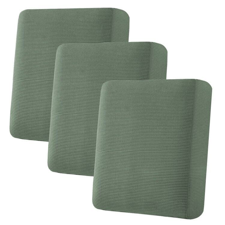 H.VERSAILTEX Super Stretch Individual Seat Cushion Covers - Sofa & Couch Cushion Slipcover Sets - Thick Jacquard Textured Twill Fabric (3 Piece, Island Fossi)