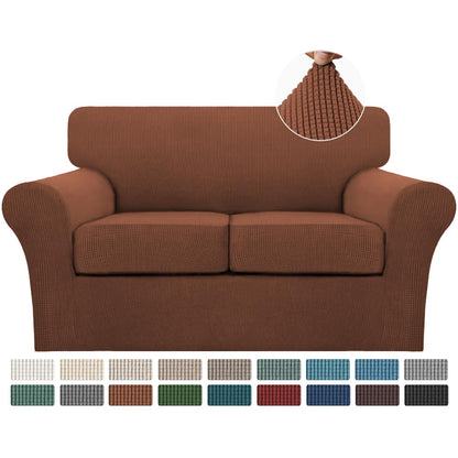 Turquoize 4 Piece Couch Cover Sofa Covers for 3 Cushion Couch Sofa Slipcovers Washable Sofa Cover for Dogs with Individual Couch Cushion Covers Feature Jacquard Fabric(3 Cushion Sofa, Biscotti Beige)