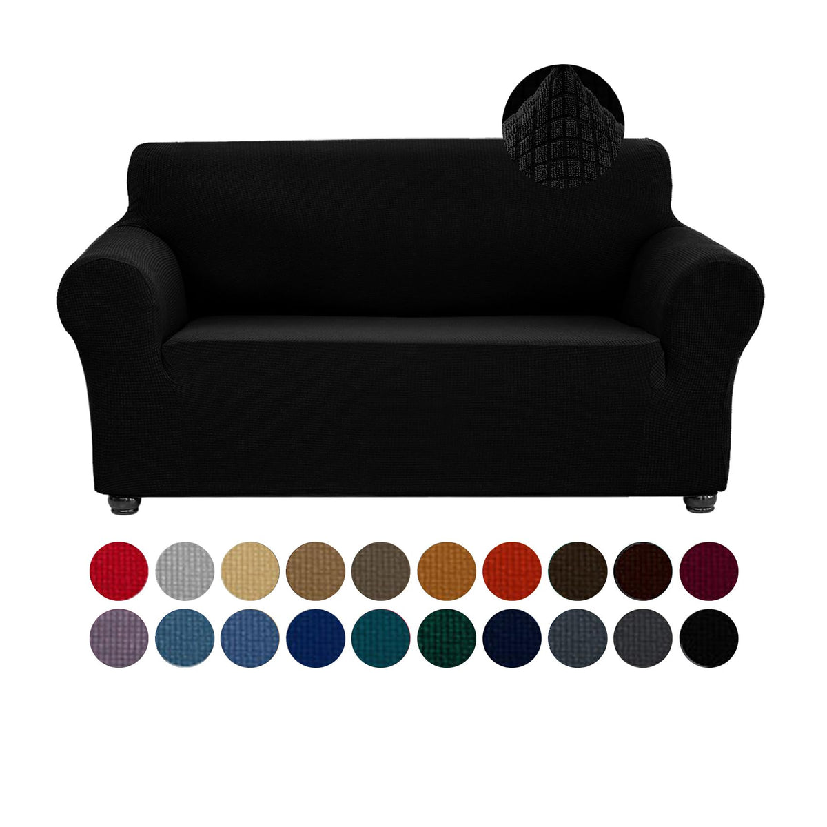 Joccun Stretch Couch Cover Slipcovers, 1-Piece Sofa Covers for 3 Cushion Couch Spandex Jacquard Washable Furniture Protector Cover for Living Room,Kids,Pets(Sofa,Black)