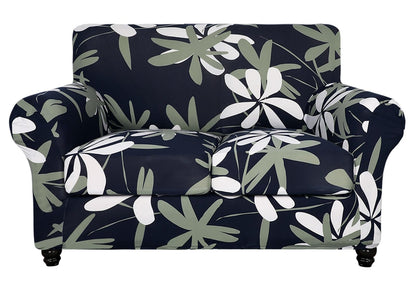 SearchI Stretch Sofa Cover Printed Couch Cover, Floral Pattern 4 Pieces Sofa Slipcover with 3 Separate Cushion Cover, Washable Furniture Protector for Living Room(Sofa, Yellow+Flower)