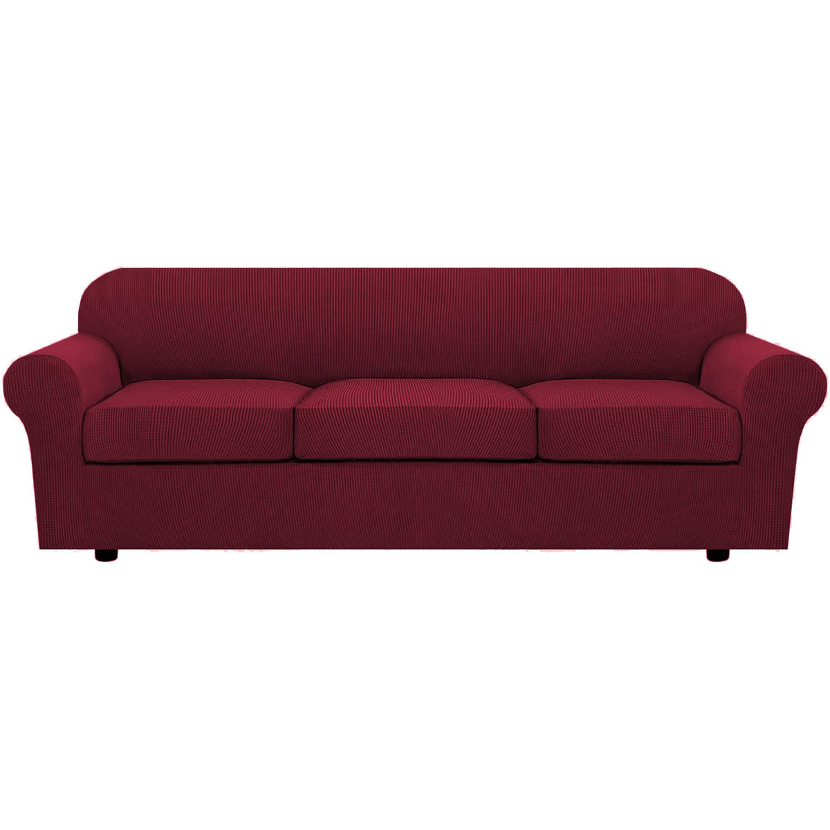 H.VERSAILTEX 4 Piece Stretch Sofa Covers for 3 Cushion Couch Covers for Living Room Furniture Slipcovers (Base Cover Plus 3 Seat Cushion Covers) Upgraded Thicker Jacquard Fabric (Sofa, Navy)