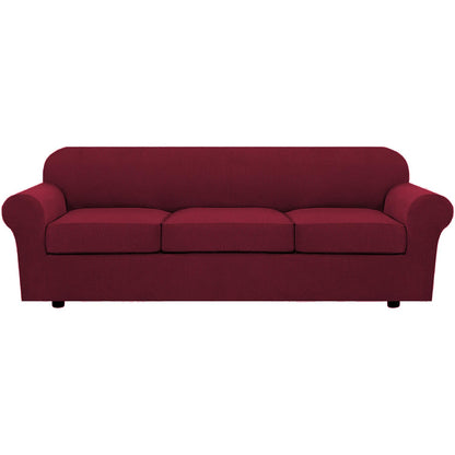 H.VERSAILTEX 4 Piece Stretch Sofa Covers for 3 Cushion Couch Covers for Living Room Furniture Slipcovers (Base Cover Plus 3 Seat Cushion Covers) Upgraded Thicker Jacquard Fabric (Sofa, Navy)
