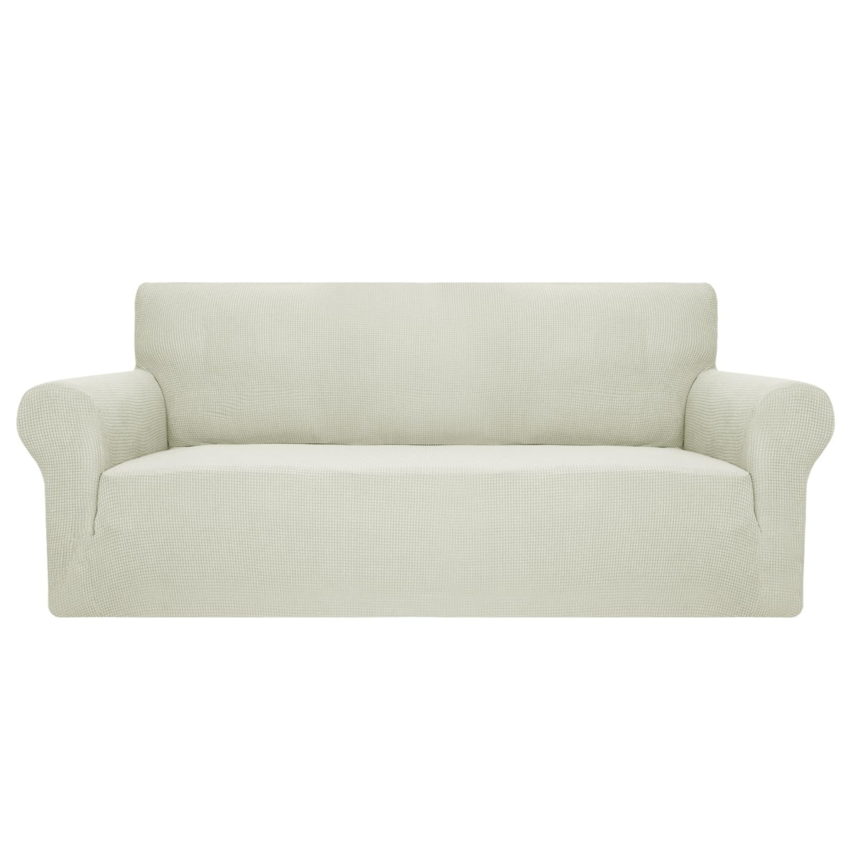 JIVINER High Stretch Couch Covers for 3 Cushion Couch 1-Piece Jacquard Sofa Slipcovers Anti Slip Sofa Cover with Elastic Bottom Furniture Protector for Kids Pets (Sofa, Light Gray and White)