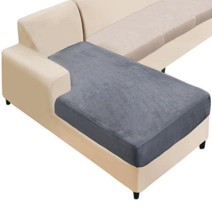 NAISI Sectional Couch Cover 4 Pieces Velvet Separate Couch Cushion Covers L Shape Soft Stretch Sofa Slipcovers with 2pcs Pillowcases for Left/Right Chaise Sectional Couch(3 Seater+1 Chaise,Dark Grey)