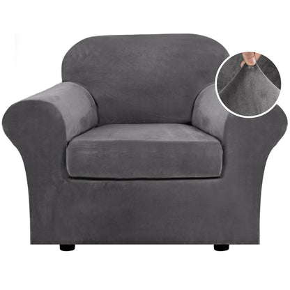 H.VERSAILTEX 4 Pieces Thick Velvet Sofa Covers Couch Covers for 3 Cushion Couch Sofa High Stretch Slipcovers Furniture Protector Form Fit Luxury Couch Cover for Dogs Width Up to 90 Inch(Sofa,Grey)