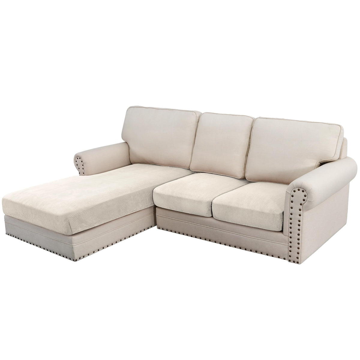 H.VERSAILTEX Velvet Stretch Couch Cushion Cover Plush Cushion Slipcover for Chair Loveseat Sofa Cushion Furniture Protector Seat Cushion Sofa Cover (2 Piece Large Sofa Cushion Covers, Ivory)