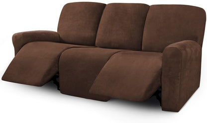 ULTICOR Velvet 8-Pieces Recliner Sofa Covers Stretch Reclining Couch Covers for 3 Cushion Reclining Sofa Slipcovers Furniture Covers Thick Soft Washable (3 Seater Recliner Cover, Dark Gray)